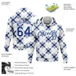 Custom Stitched Tie Dye Royal-White 3D Watercolor Shibori Style Sports Pullover Sweatshirt Hoodie - Image 2