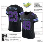 Custom Black Purple-Light Blue Mesh Authentic Football Jersey - Image 2
