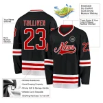 Custom Black Red-White Hockey Jersey - Image 3