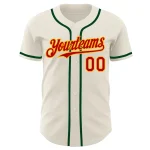 Custom Cream Red Gold-Green Authentic Baseball Jersey - Image 2