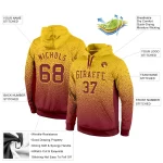 Custom Stitched Gold Burgundy Fade Fashion Sports Pullover Sweatshirt Hoodie - Image 2