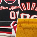 Custom Gold Black-White Authentic Throwback Basketball Jersey - Image 2