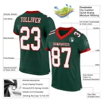 Custom Green White-Red Mesh Authentic Football Jersey - Image 2