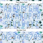 Custom White Light Blue Branches And Leaves 3D Pattern Design Bomber Full-Snap Varsity Letterman Jacket - Image 5