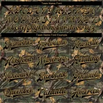 Custom Camo Black-Old Gold Classic Wood Camouflage 3D Bomber Full-Snap Varsity Letterman Salute To Service Jacket - Image 4
