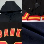 Custom Navy Gray-White Bomber Full-Snap Varsity Letterman Two Tone Hoodie Jacket - Image 2