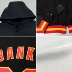 Custom White Brown-Orange Bomber Full-Snap Varsity Letterman Two Tone Hoodie Jacket - Image 2