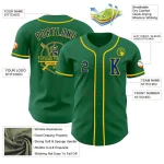 Custom Kelly Green Royal-Yellow Authentic Baseball Jersey - Image 6