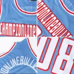 Custom Light Blue Red-Black Authentic Throwback Basketball Jersey - Image 5