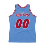 Custom Light Blue Red-Black Authentic Throwback Basketball Jersey - Image 6