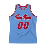 Custom Light Blue Red-Black Authentic Throwback Basketball Jersey - Image 7