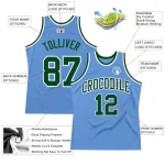 Custom Light Blue Green-White Authentic Throwback Basketball Jersey - Image 2