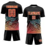 Custom Black Orange-White Lines Sublimation Soccer Uniform Jersey - Image 2