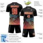 Custom Black Orange-White Lines Sublimation Soccer Uniform Jersey - Image 4