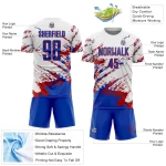 Custom White Thunder Blue-Red Abstract Fragment Art Splash Sublimation Soccer Uniform Jersey - Image 4