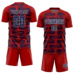 Custom Red Navy-White Line Sublimation Soccer Uniform Jersey - Image 2