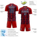 Custom Red Navy-White Line Sublimation Soccer Uniform Jersey - Image 4