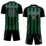 Custom Black Kelly Green-White Line Sublimation Soccer Uniform Jersey - Image 2
