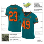Custom Teal Orange-Black Mesh Authentic Throwback Football Jersey - Image 2