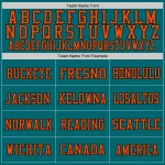 Custom Teal Orange-Black Mesh Authentic Throwback Football Jersey - Image 3
