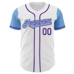 Custom White Light Blue-Purple Authentic Two Tone Baseball Jersey - Image 2