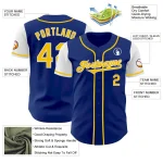 Custom Royal Yellow-White Authentic Two Tone Baseball Jersey - Image 3