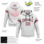 Custom Stitched White Medium Pink-Black Football Pullover Sweatshirt Hoodie - Image 2