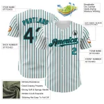 Custom White (Black Teal Pinstripe) Black-Teal Authentic Baseball Jersey - Image 3