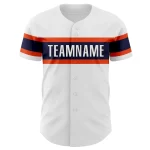 Custom White Navy-Orange Authentic Baseball Jersey - Image 2