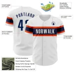 Custom White Navy-Orange Authentic Baseball Jersey - Image 3
