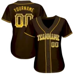 Custom Brown Gold-White Authentic Drift Fashion Baseball Jersey - Image 2