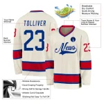 Custom Cream Royal-Red Hockey Jersey - Image 2