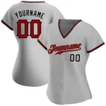 Custom Gray Red-Black Authentic Baseball Jersey - Image 2