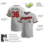 Custom Gray Red-Black Authentic Baseball Jersey - Image 3