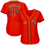 Custom Orange Black-Cream Authentic Baseball Jersey - Image 2