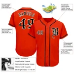 Custom Orange Black-Cream Authentic Baseball Jersey - Image 3