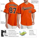 Custom Orange Black-White Authentic Baseball Jersey - Image 3