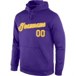Custom Stitched Purple Gold-White Sports Pullover Sweatshirt Hoodie - Image 2