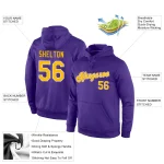 Custom Stitched Purple Gold-White Sports Pullover Sweatshirt Hoodie - Image 4
