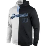 Custom Stitched White Black-Light Blue Split Fashion Sports Pullover Sweatshirt Hoodie - Image 2