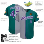 Custom Teal Purple-Gray Authentic Split Fashion Baseball Jersey - Image 3