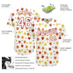 Custom White White-Red 3D Pattern Design Autumn Leaves Authentic Baseball Jersey - Image 3