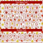 Custom White White-Red 3D Pattern Design Autumn Leaves Authentic Baseball Jersey - Image 5